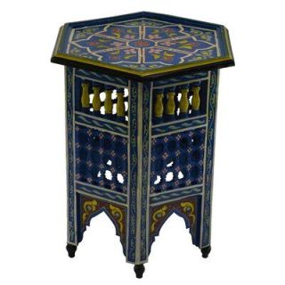 Moroccan-inspired Octagonal Wood Coffee Table - Hand-carved Geometric Design