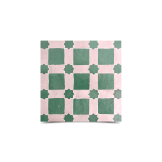 Moroccan Mosaic Tile - Green & Beige Elegance