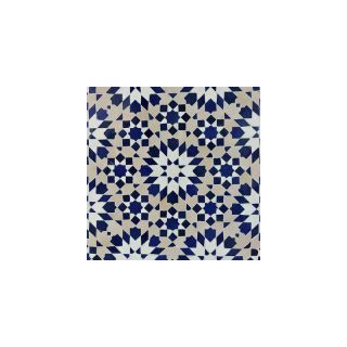 Moroccan Floral Mosaic Tiles - Blue & Cream Design