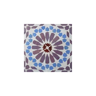 Moroccan Mosaic Floral Tile in Red, Blue & White