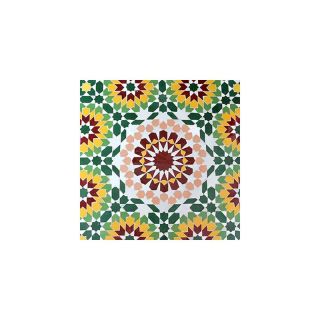 Captivating Moroccan Floral Mosaic Tiles - Red, Green, Yellow