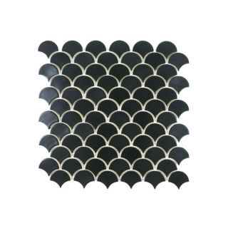 Moroccan Fish Scales Satin Black Tiles - Ocean-Inspired Charm