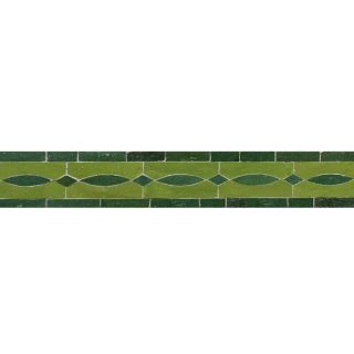 Moroccan Green Mosaic Border Tile - Handmade Dark Green Shapes