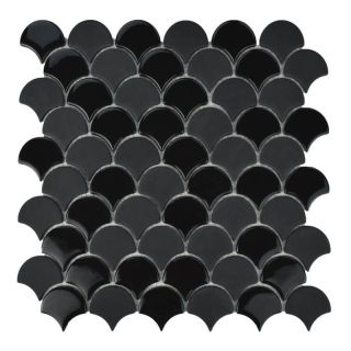 Captivating Moroccan Fish Scale Tiles in Black Mixed Finish