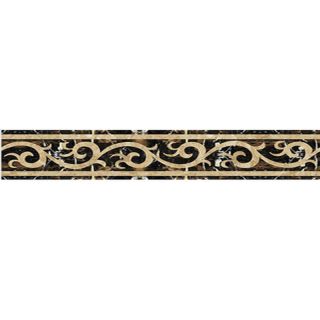 Moroccan Mosaic Border: Dark Brown & Yellow Tiles - Ornate Design