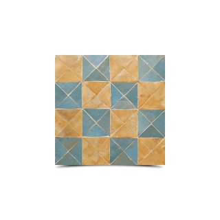 Moroccan Blue & Beige Mosaic Tiles - Small Triangles Medium Squares
