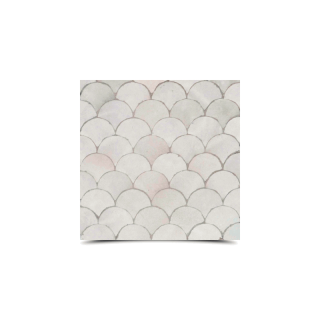 Handmade Moroccan Mosaic Tile - Light White Scallop Pattern