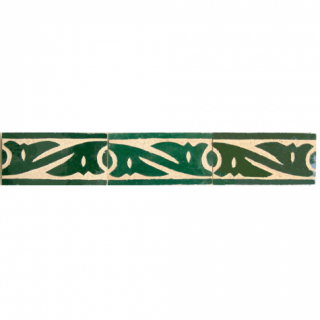 Moroccan Mosaic Border Tiles in Green - Intricate Floral Patterns
