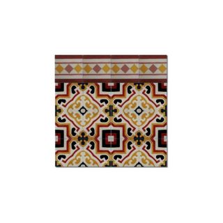 Moroccan Red & Yellow Floral Cement Border Tile - 60