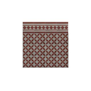 Moroccan Red & White Cement Border Tiles | Geometric Design