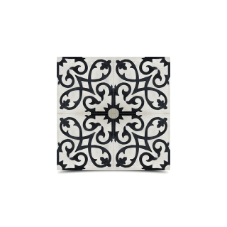 Moroccan Cement Floral Pattern Tile - Timeless Gray & Black