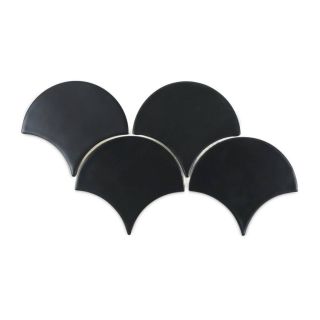 Moroccan Fish Scale Tiles - Satin Black | Handcrafted Charm