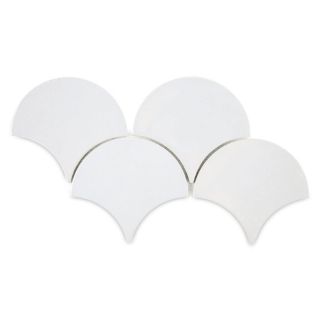Handcrafted Large Moroccan Fish Scales in Parchment White - Premium Glazed Tiles