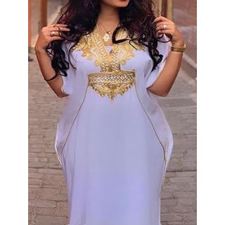 Bohemian Embroidered Kaftan Dress for Chic Moroccan Style