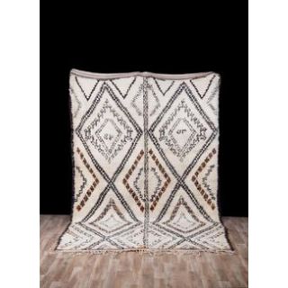 Handwoven Moroccan Beni Ourain Wool Rug with Geometric Diamond Pattern