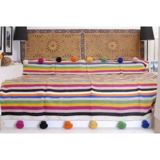 Experience Ultimate Coziness with Handmade Moroccan Pom Pom Blanket