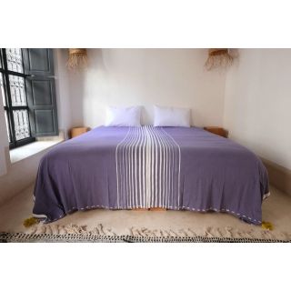Cotton Grey Moroccan Pom Pom Blanket - Hand-Woven Luxury