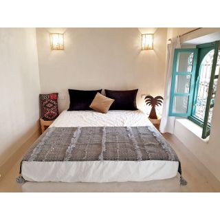 Luxurious Dark Grey Moroccan Handwoven Cotton Blanket
