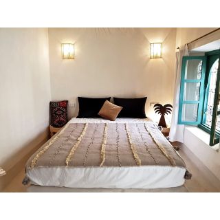 Handwoven Moroccan Stripe Blanket - 100% Cotton Cotton Blanket