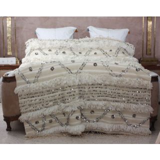 Moroccan Wool Handwoven Blanket 077 - Artisan Crafted Cozy Bedspread