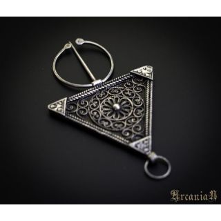Vintage Berber Silver Fibula Brooch from Southern Morocco