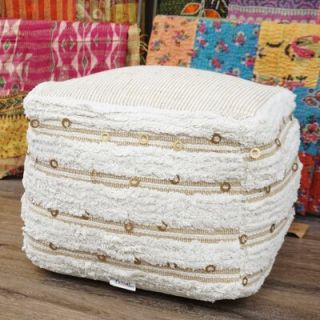 Carpet Pouf 113 - Handcrafted Moroccan Wedding Rug Pouf with Sequins