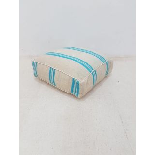 Moroccan Cotton Knitted Striped Pouf - Handcrafted Cozy Footrest