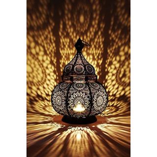 Moroccan Silver Metal Floor Lamp - Handcrafted Vintage Elegance