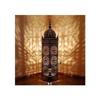 Moroccan Silver Metal Handcrafted Floor Lamp - Vintage Charm & Durability