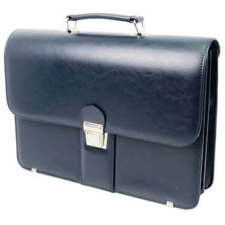Navy Blue Moroccan Leather Laptop Bag | Handcrafted Premium Quality