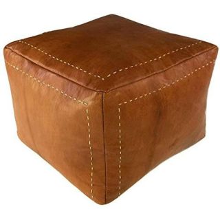 Embroidered Leather Moroccan Poufs - Handcrafted Comfort & Style