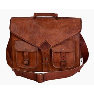 Moroccan Leather Messenger Bag: Dark Tan Handcrafted Elegance
