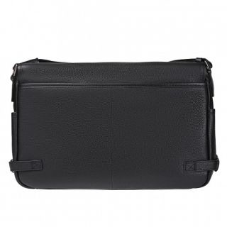 Black Handmade Moroccan Leather Messenger Bag with Compartments for Men and Women