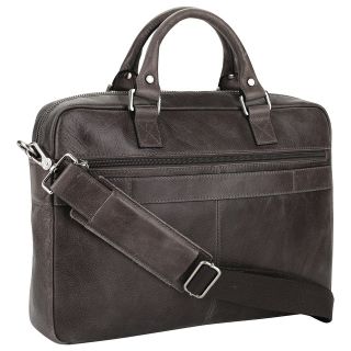 Dark Brown Moroccan Leather Messenger Bag with Multiple Compartments