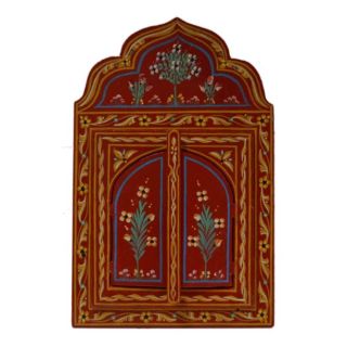 Red Vintage Moroccan Mirror with Moucharabeih Design