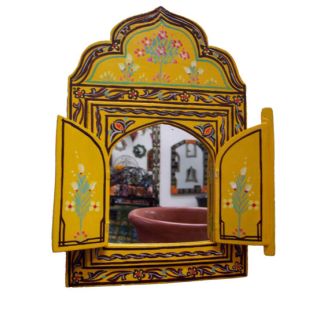Vintage Yellow Floral Moroccan Mirror for Elegant Home Décor