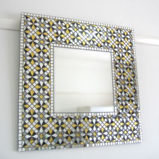 Square Moroccan Mosaic Mirror - Handmade Tile Detail around Central Mirror