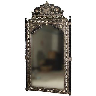 Vintage Moroccan Metal Mirror with Sculpted Arches - Handcrafted Wall Decor