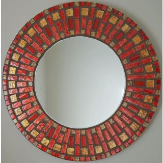 Exquisite Red and Gold Moroccan Mosaic Mirror with Custom Dimensions