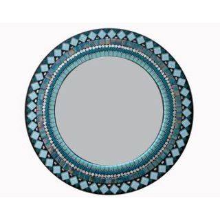Blue Teal Round Moroccan Mosaic Mirror - Handmade Artisans