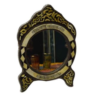 Exquisite Moroccan Hand-Carved Wood Mirror - Vintage Style