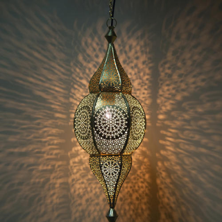 Gold Moroccan Pendant Lamp - Handmade Vintage Lighting