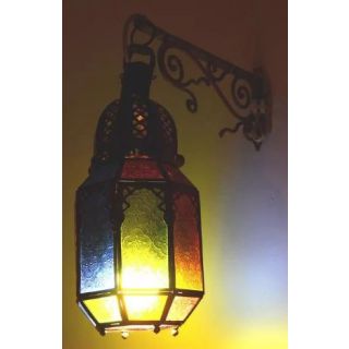 Moroccan Silver Metal Handcrafted Wall Lamp - Exquisite Indoor/Outdoor Pendant