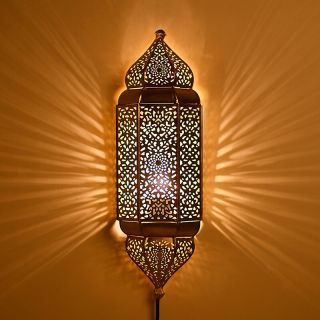 Moroccan Silver Metal Handcrafted Wall Lamp | Vintage Charm