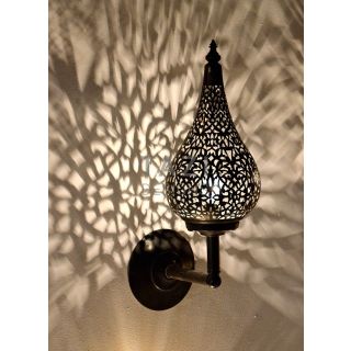Moroccan Silver Metal Wall Lamps for Indoor and Outdoor Spaces.