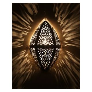 Moroccan Silver Metal Wall Lamp | Vintage Pendant Light