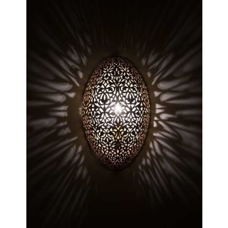 Moroccan Silver Metal Handcrafted Pendant Wall Lamp for Indoor and Outdoor Spaces