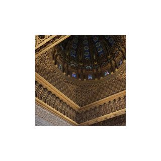 Moroccan Wood Ceiling with Geometric and Floral Designs