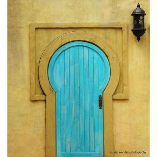 Moroccan Cyan Wood Door 110 - Handcrafted Traditional Elegance, For Indoors or Outdoors