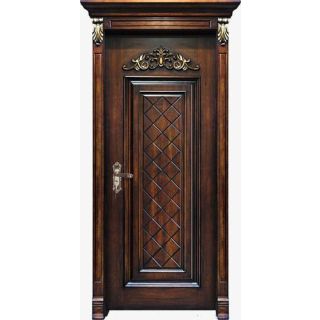 Dark Stained Carved Diamond Wood Door 013